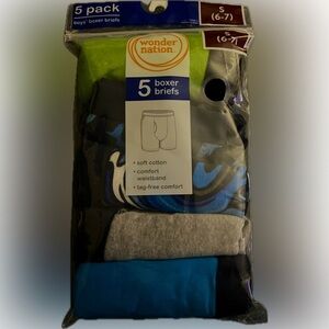 Boys, Wonder Nation Black and Gray Boxer Briefs Soft Cotton 5-Pack